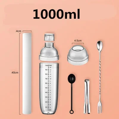 Plastic Martini Cocktail Shaker 350ml/530ml/700ml/1000ml