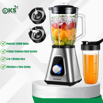 1200W Blender – Countertop & Personal, 52oz Glass + 22oz Cup