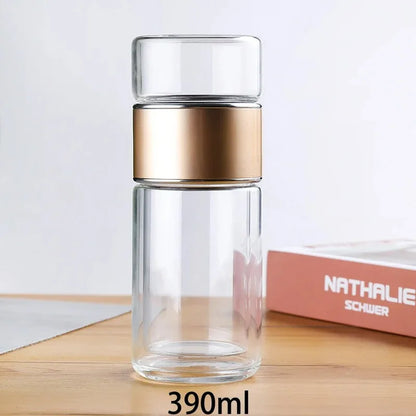 420ML High Borosilicate Glass Tea Infuser Bottle – Double Layer, With Filter