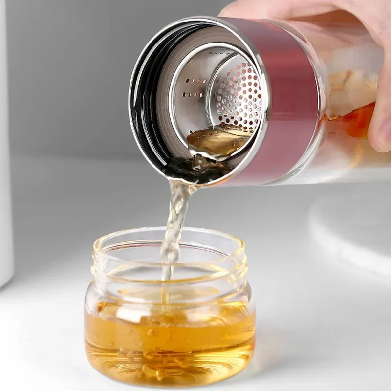 420ML High Borosilicate Glass Tea Infuser Bottle – Double Layer, With Filter