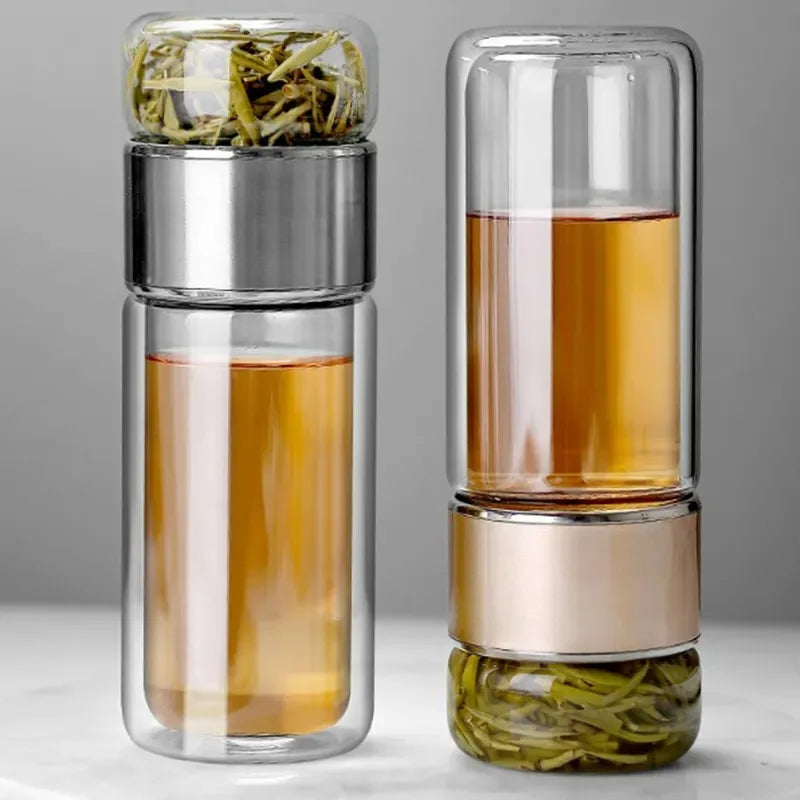 420ML High Borosilicate Glass Tea Infuser Bottle – Double Layer, With Filter