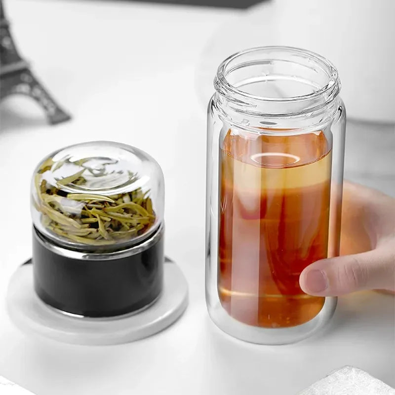 420ML High Borosilicate Glass Tea Infuser Bottle – Double Layer, With Filter