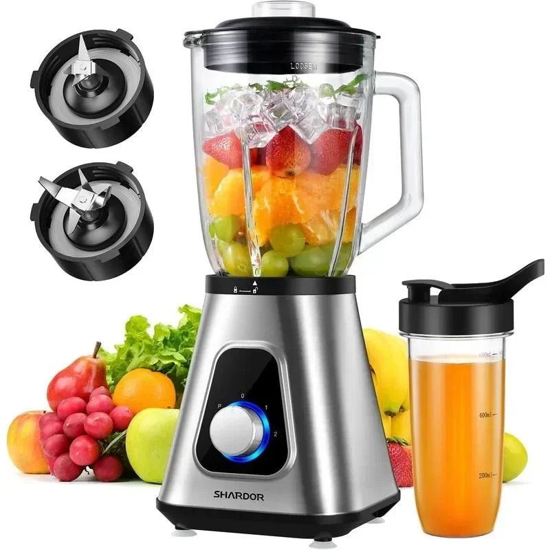 1200W Blender – Countertop & Personal, 52oz Glass + 22oz Cup