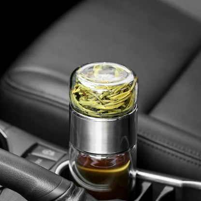 420ML High Borosilicate Glass Tea Infuser Bottle – Double Layer, With Filter